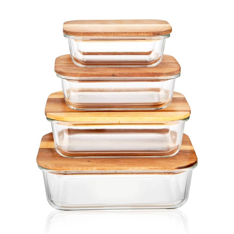 Wood Lid Lunch Food Containers