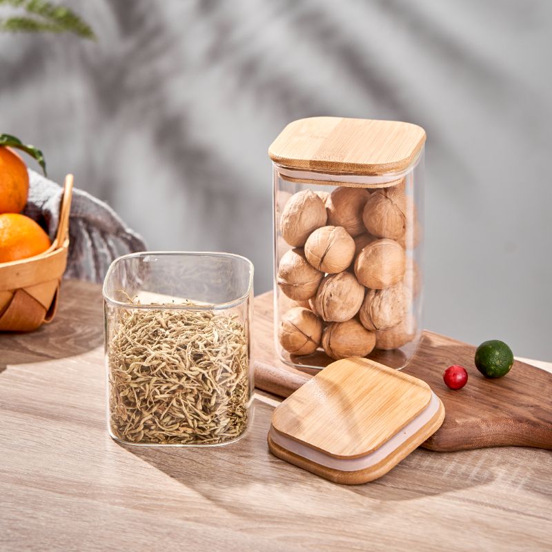 Food Container Glass Jars With Bamboo Lid