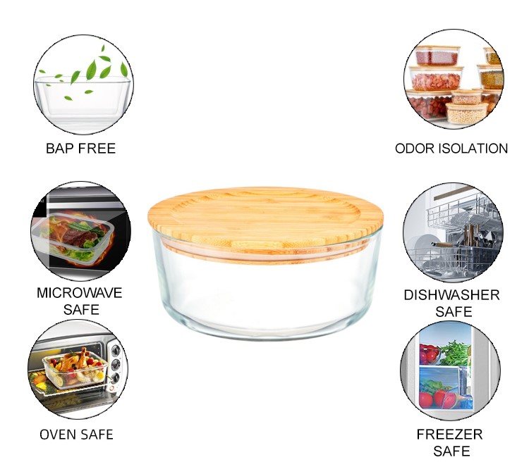 Bamboo Lid Glass Food Container