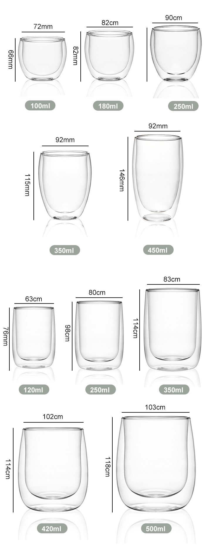 Double Wall Drinking Glass Cups