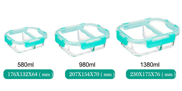Airtight Glass Divider Lunch Containers