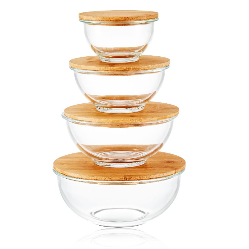 Glass Mixing Bowls With Bamboo Lid