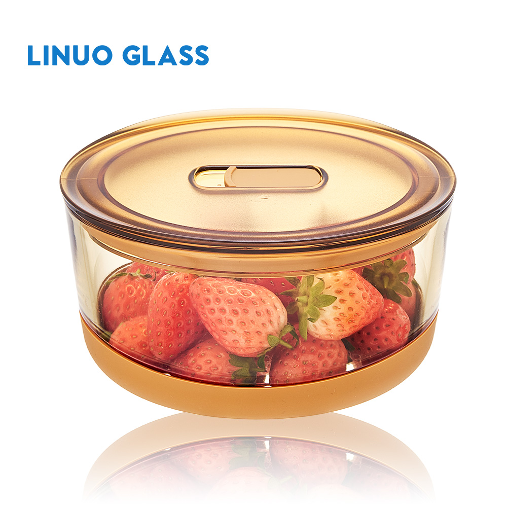Amber Stackable Glass Container With Silicone Mat