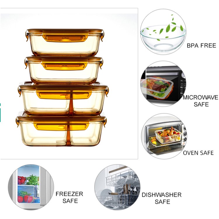LINUO Glass Lunch Salad Container
