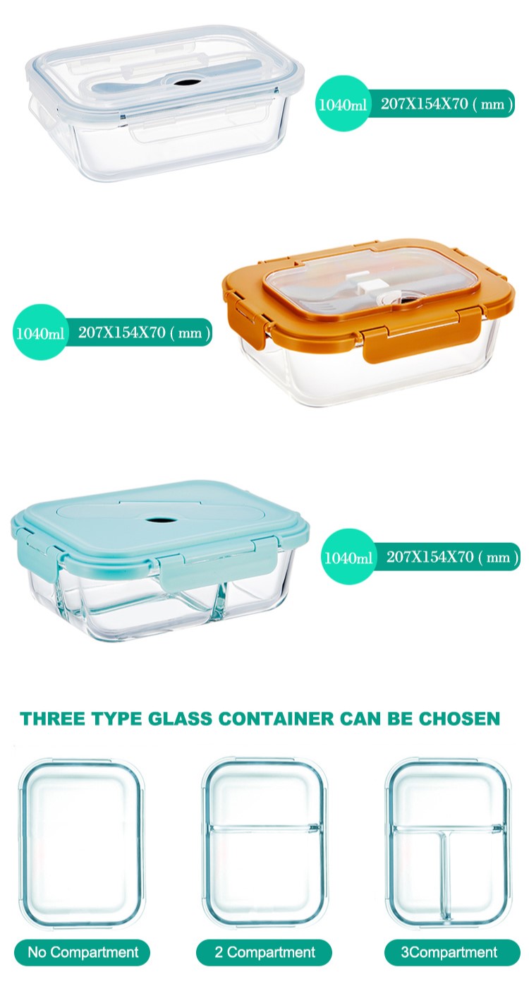 Compartment Lunch Glass Container