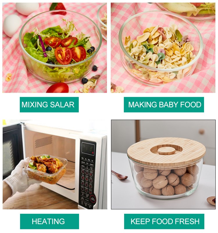 Lunch Box Glass Containers With Bamboo Lids Manufacturer_Wholesaler