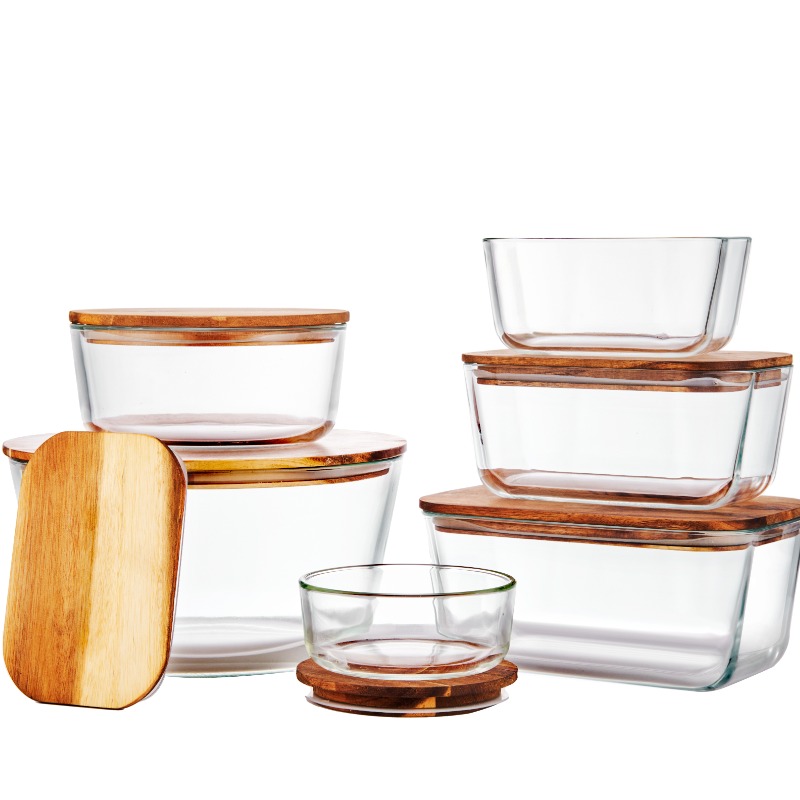Acacia Wooden Lid Glass Containers