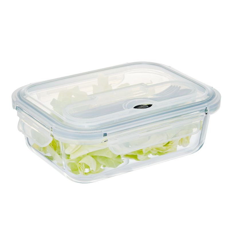 Glass Storage Containers With Fork Spoon Lids