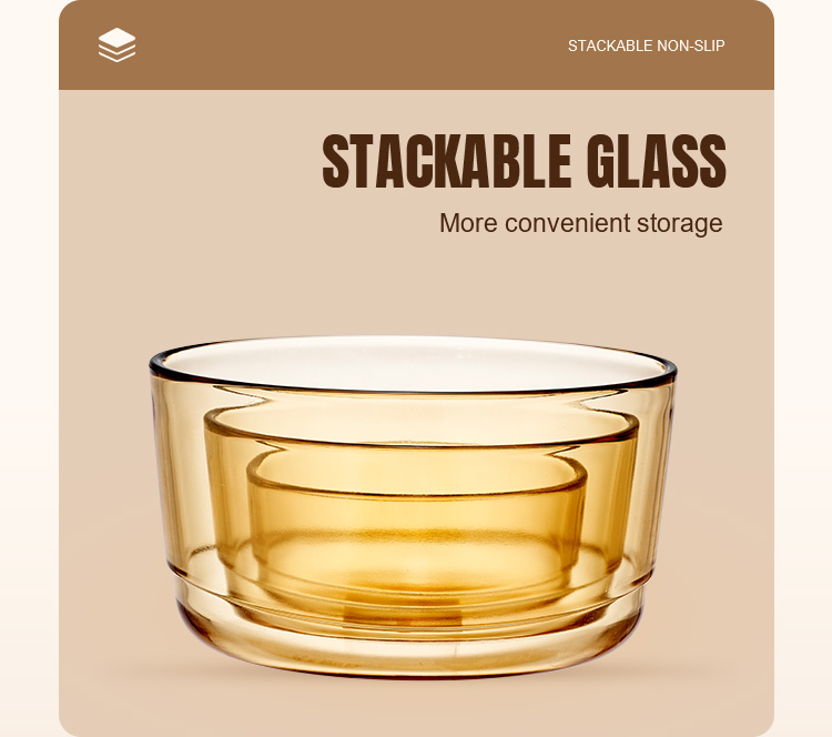 Amber Stackable Glass Container With Silicone Mat