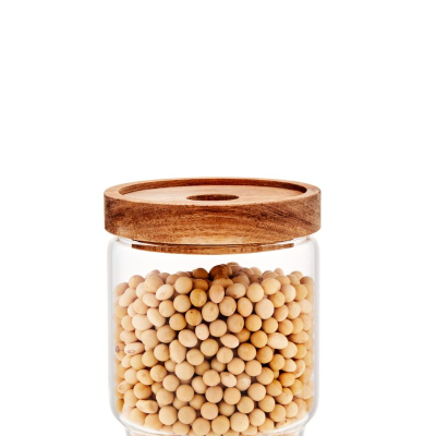 Glass Food Storage Jars With Wood Lid