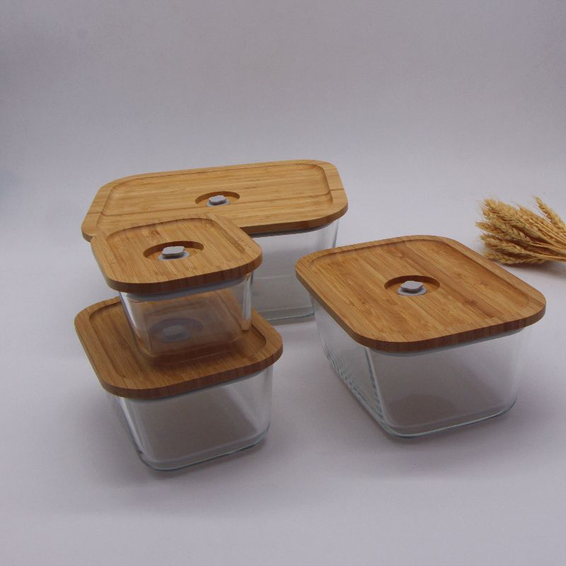 Bamboo Lid Vacuum Glass Containers