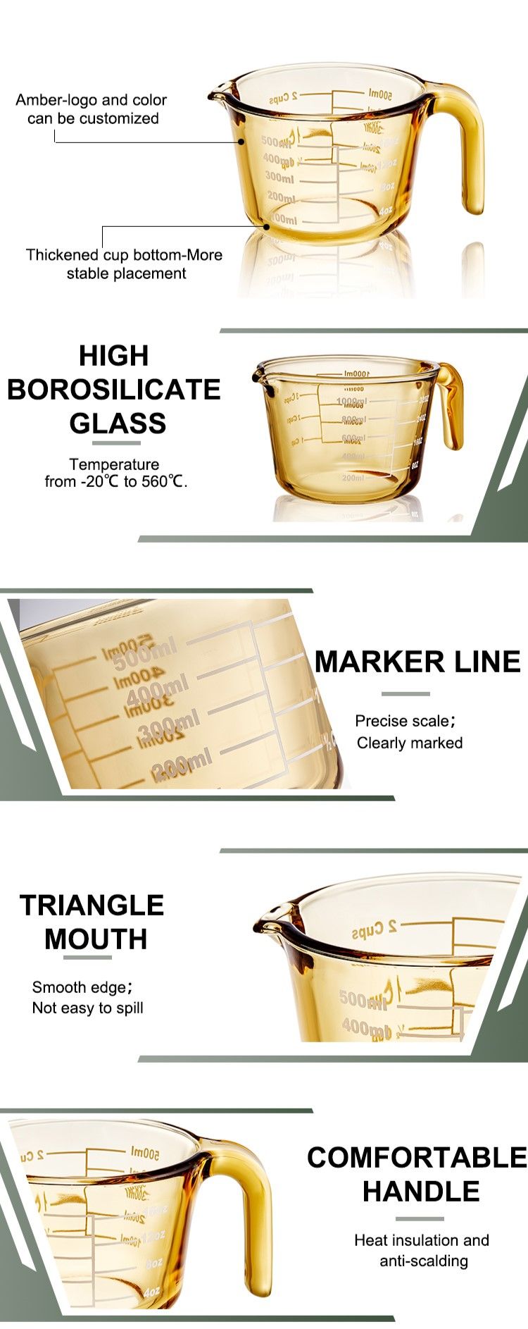 Amber Borosilicate Glass Measuring Cup
