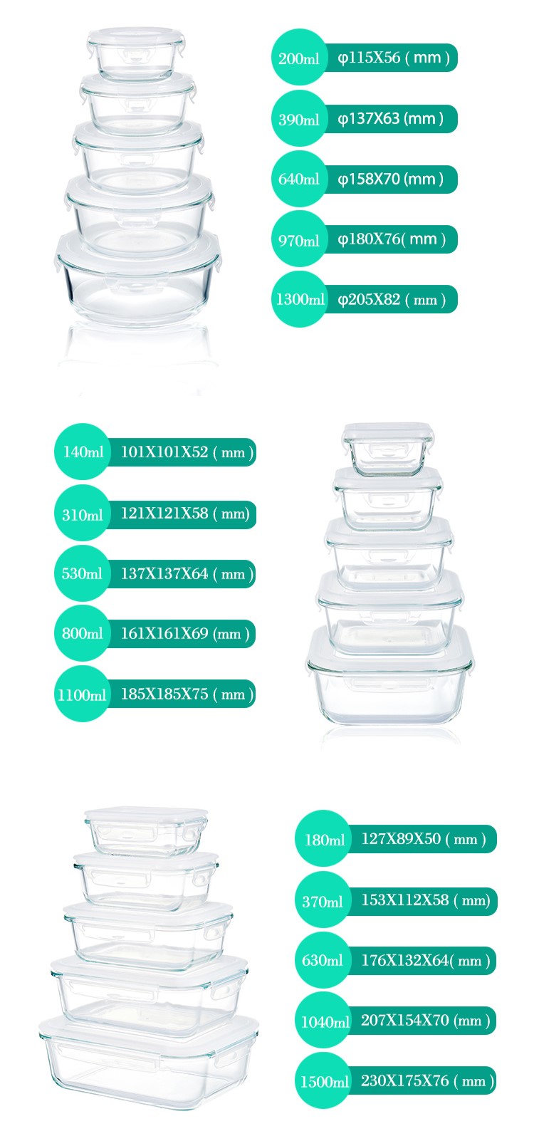 Glass Food Storage Container For Lunch