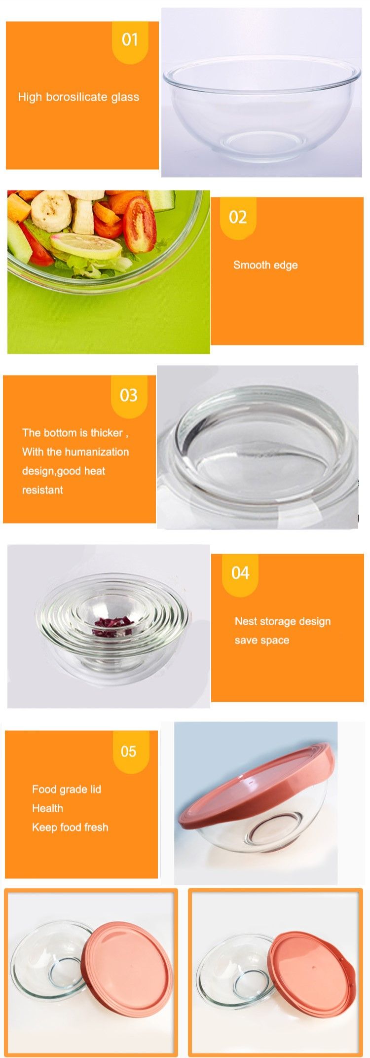 Glass Cooking Mixing Bowls