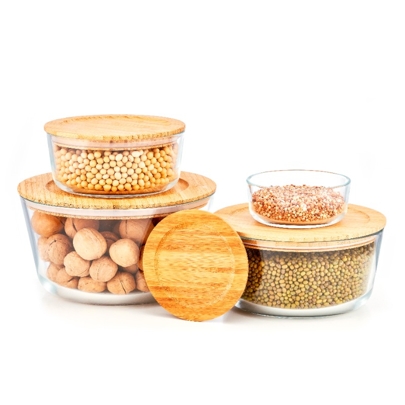 Bamboo Lid Glass Food Container