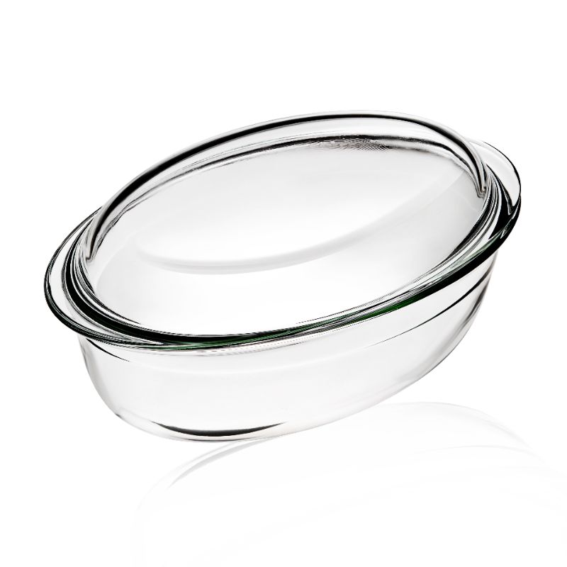 Oval Glass Casserole Pot With Lid