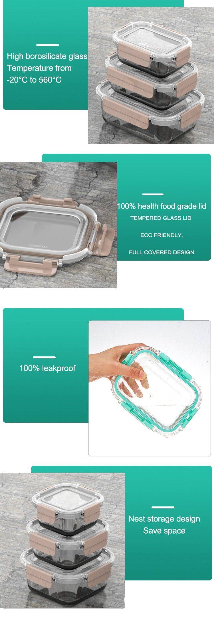 Glass Food Lunch Containers With Lids Manufacturer_Wholesaler_Supplier